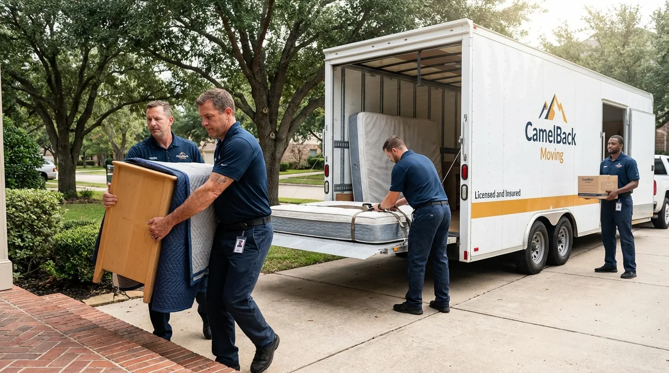 Crew loading residential truck for cross-state move from Bluff City, TN
