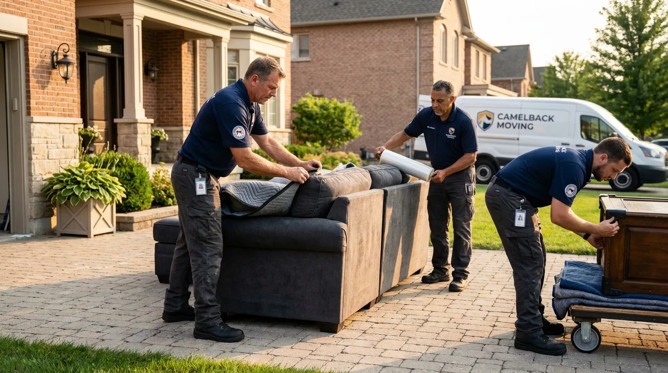 Large estate moving crew wrapping furniture in Bluff City, TN